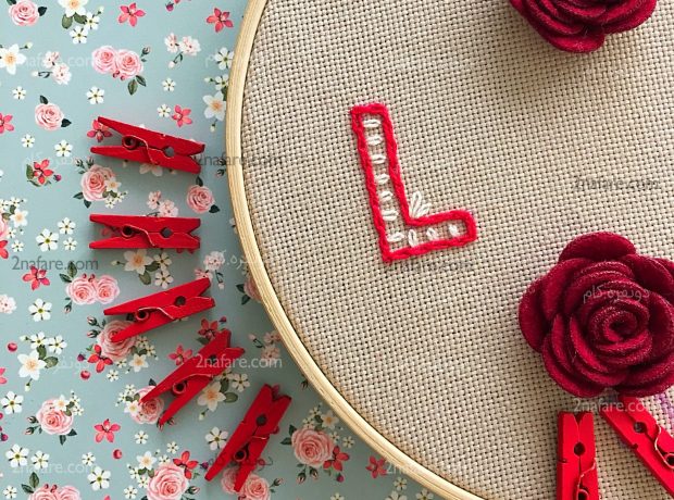 آموزش گلدوزی حرف L انگلیسی گلدوزی حرف L انگلیسی