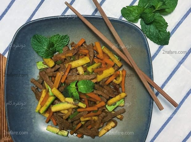 طرز تهیه خوراک گوشت چینی مرحله به مرحله خوراک گوشت چینی