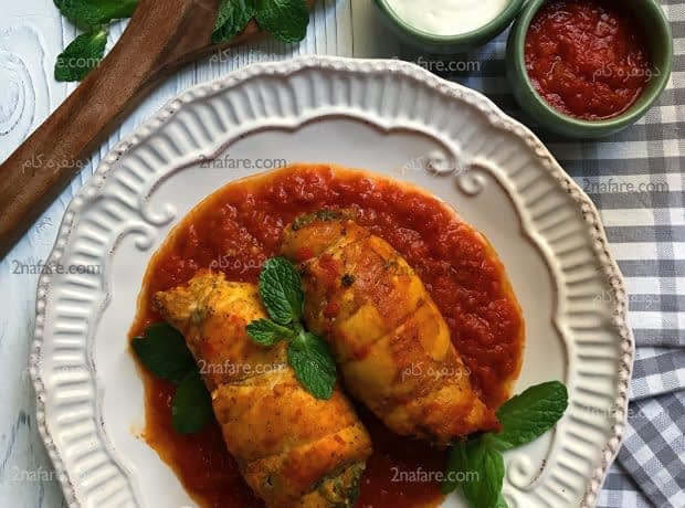 طرز تهیه رول مرغ و اسفناج مرحله به مرحله رول مرغ و اسفناج