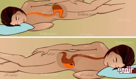 نحوه خوابیدن با معده پر از غذا