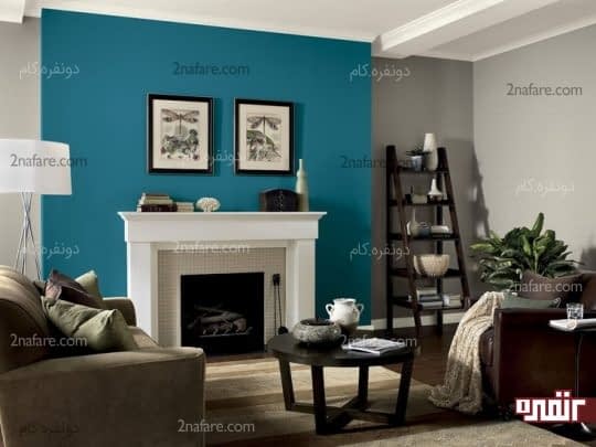 تغییر رنگ یکی از دیوارها در اتاق نشیمن