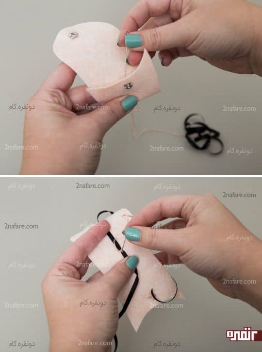 دوختن روبان نگهدارنده ی حلقه