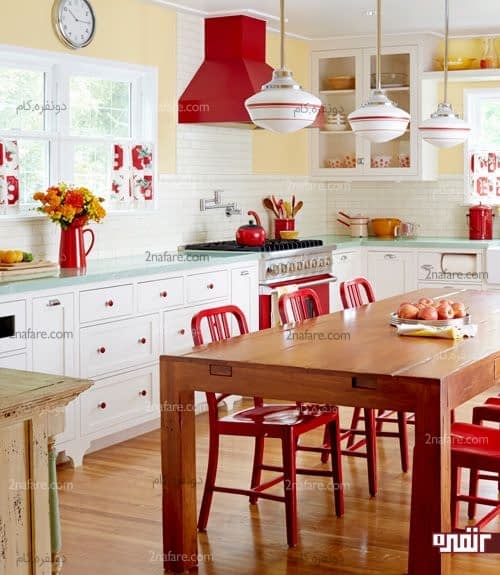 قرمز رنگی جذاب و متفاوت برای آشپزخانه