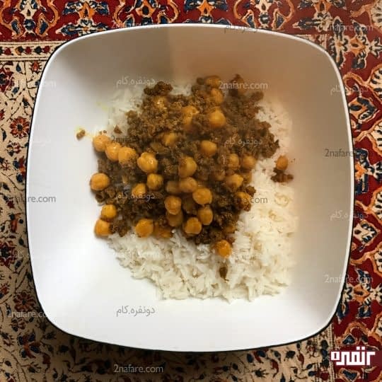 مخلوط کردن برنج و مایه نخود پلو