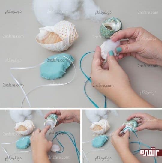 پر کردن بالشتک و گوش ماهی با پشم شیشه