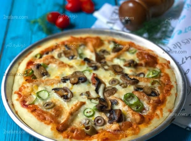 طرز تهیه پیتزا مرغ باربیکیو مرحله به مرحله پیتزا مرغ باربیکیو