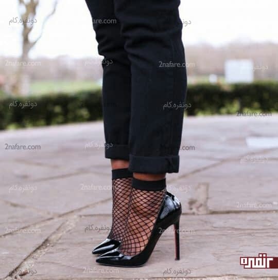 جوراب لانه زنبوری با کفش پاشنه دار