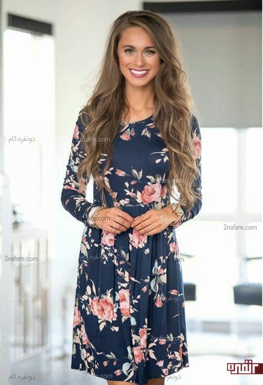پیراهن گلدار آستین بلند