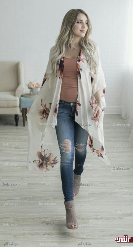 ژاکت بلند گلدار
