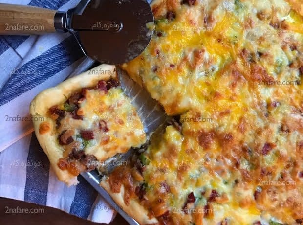 طرز تهیه پیتزا گوشت مرحله به مرحله پیتزا گوشت