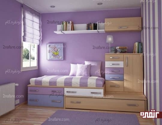 اتاقی آرام و دلنشین با استفاده از رنگ یاسی