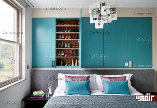 طراحی کمد دیواری بالای تخت خواب