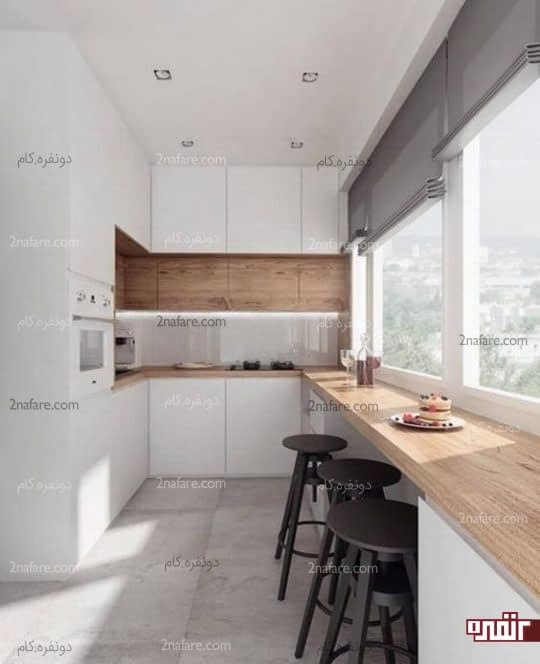 طراحی آشپزخانه به سبک مینیمال با نور کافی