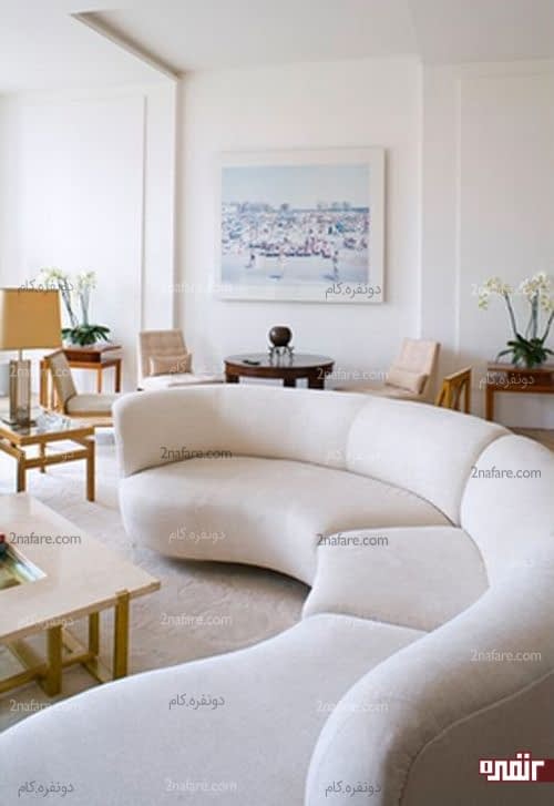 کاناپه های سفید و شیک منحنی فرم