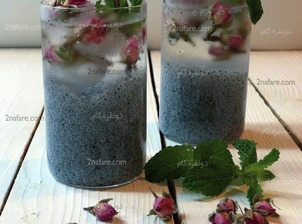 طرز تهیه نوشیدنی تخم شربتی و گلاب مرحله به مرحله نوشیدنی تخم شربتی و گلاب