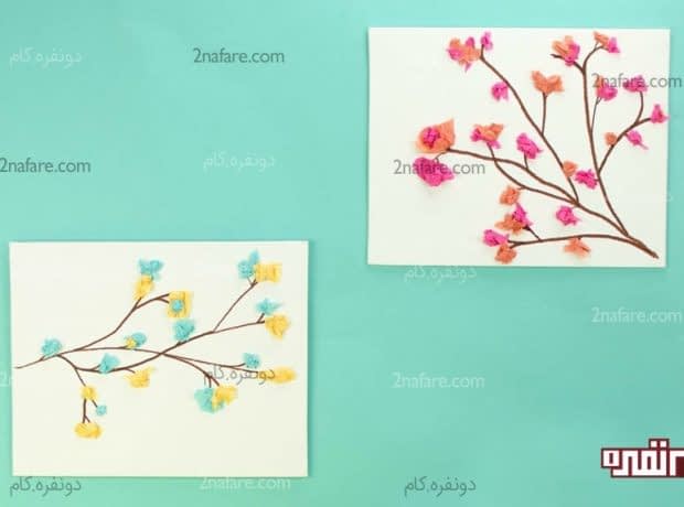 ساخت تابلو شکوفه های پارچه ای مرحله به مرحله آموزش ساخت تابلوی شکوفه های پارچه ای
