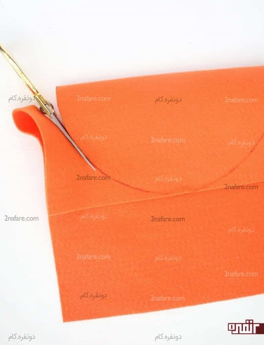 برش زدن پارچه نمدی بشکل دولا و نیم دایره