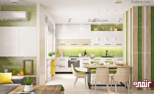 رنگ سبز در آشپزخانه های مدرن