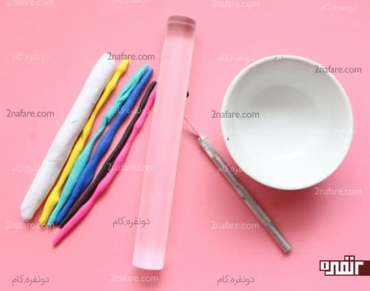 وسایل مورد نیاز ساخت شمع کاسه ای مرمری با خمیر فیمو