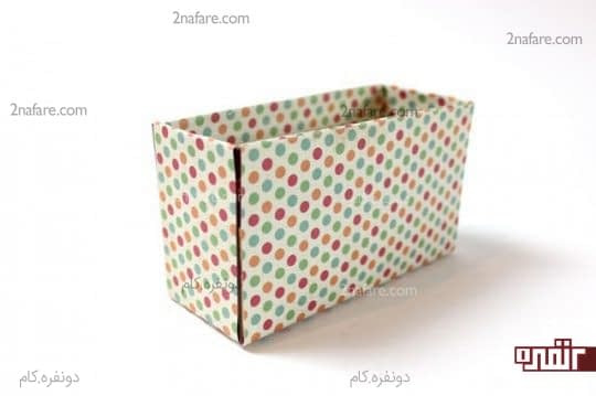 چسباندن کاغذ در قسمت جلو و پشت جعبه