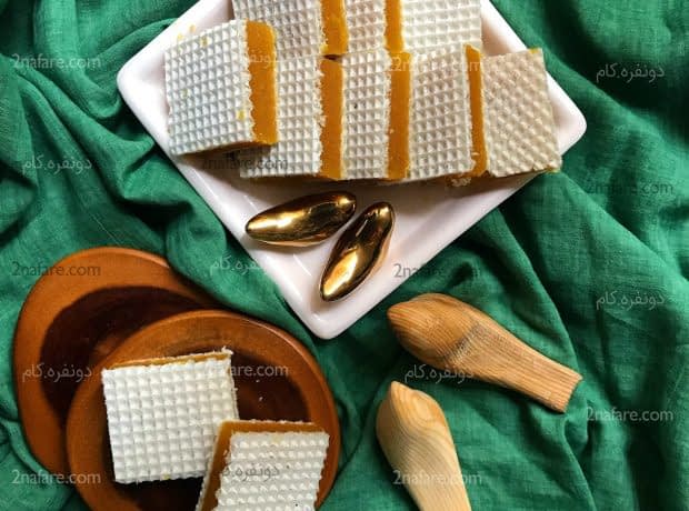 طرز تهیه حلوا با نان میکادو (برش مربعی) حلوای لقمه ای با نان میکادو