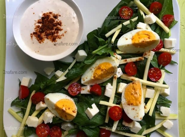 طرز تهیه سالاد اسفناج با سس مخصوص سالاد اسفناج با سس مخصوص