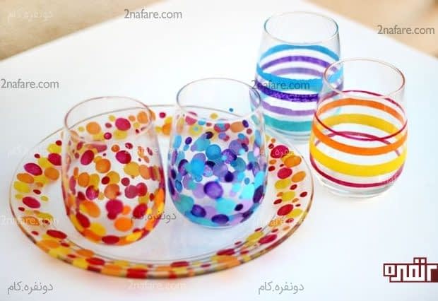 آموزش رنگ آمیزی ظروف شیشه ای مرحله به مرحله آموزش رنگ کردن ظروف شیشه ای ساده