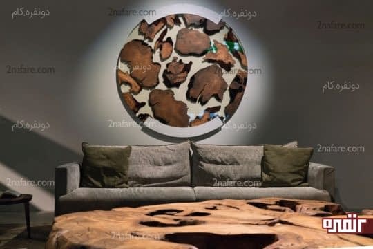 تابلوی زیبای چوبی با طرحی متفاوت برای اتاق نشیمن