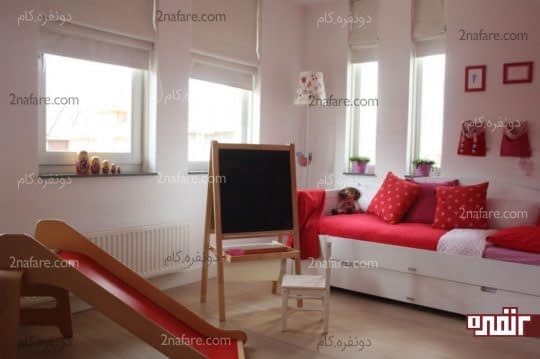 دکوراسیون داخلی اتاق خواب کودکانه با تخت کشویی