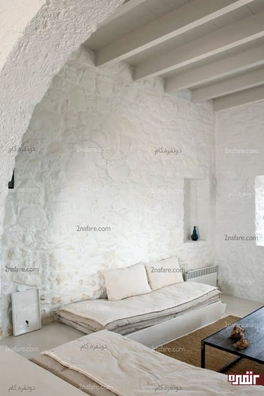 دیوارهای سنگی طبیعی با رنگ سفید