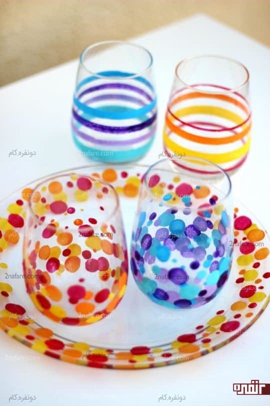 رنگ کردن ظروف شیشه ای ساده