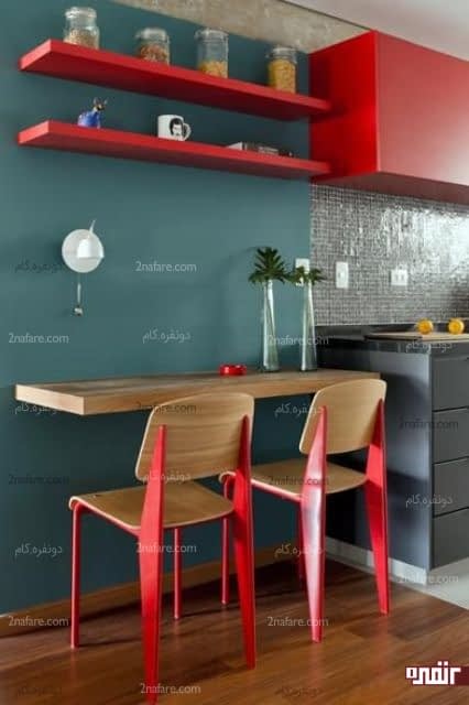 میز صبحانه خوری دونفره دیواری با دیزاین جذاب