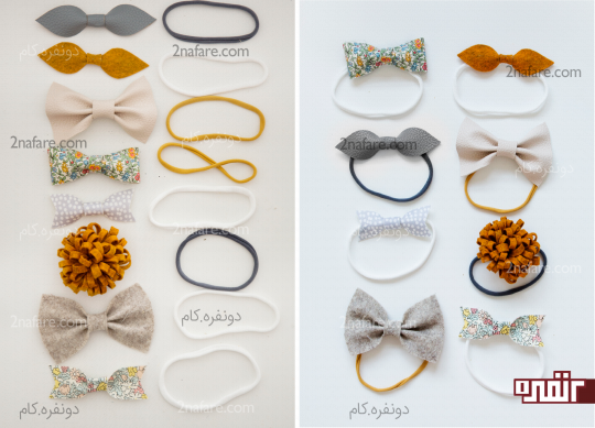 وصل کردن پاپیون و گلهای چرمی و پارچه ای به بندهای کشی