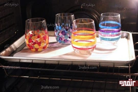 پختن لیوان های شیشه ای رنگ شده