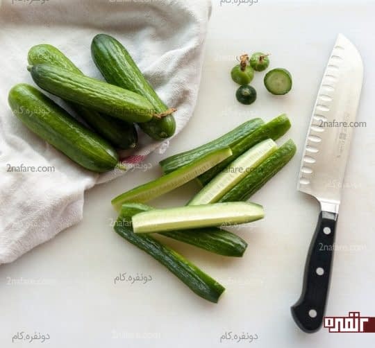 تکه کردن خیار به صورت دلخواه