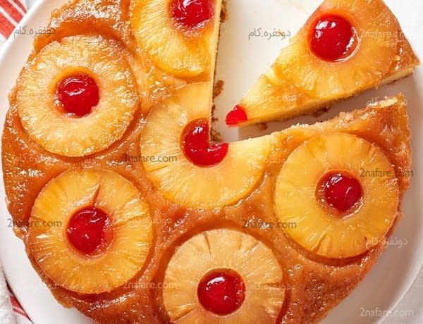 طرز تهیه کیک وارونه آناناس مرحله به مرحله طرز تهیه کیک آپساید دوان آناناس