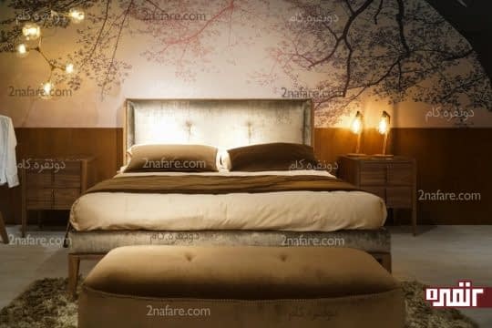 اتاق خواب آرامبخش با تزیین دیوار پشت تخت