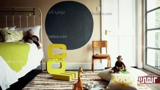 تخته سیاه دایره ای و کوچک در اتاق کودک