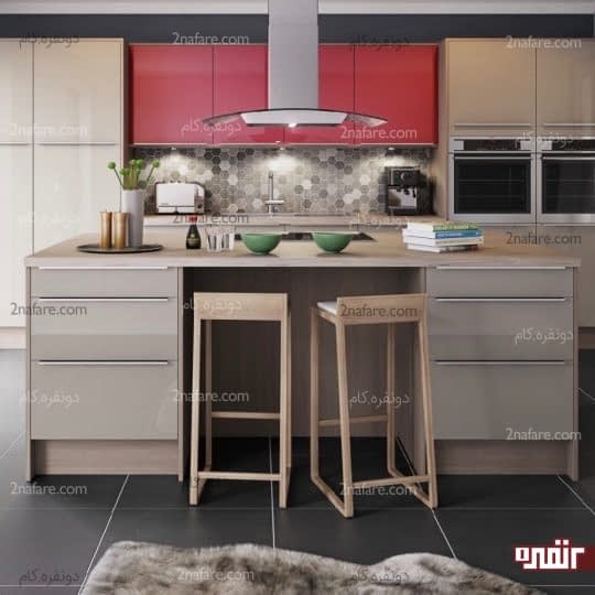 ترکیب دو رنگ در طراحی دکوراسیون آشپزخانه