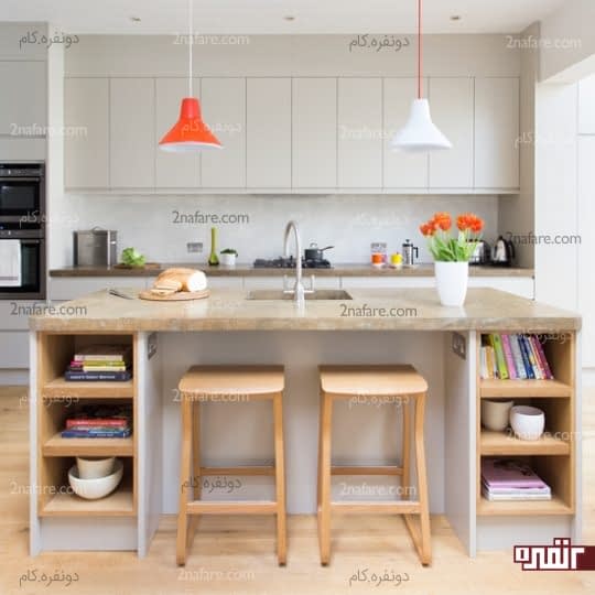تقسیم بندی فضای زیر جزیره در آشپزخانه ها
