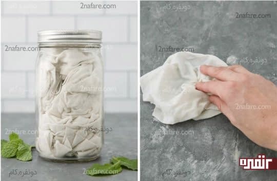 تمیز کردن پیشخان آشپزخانه با پارچه تمیز