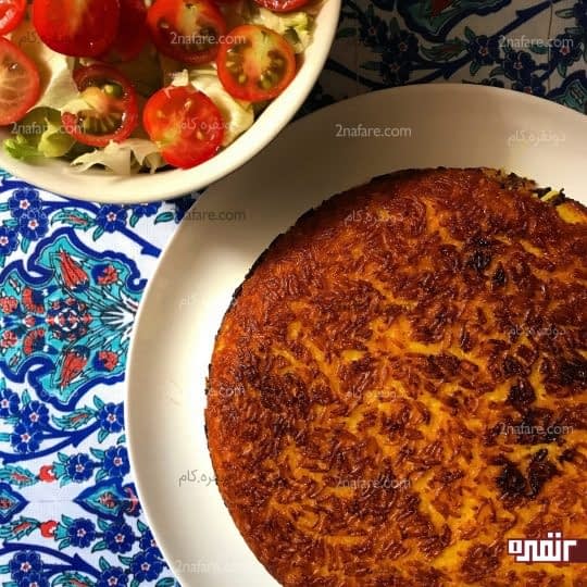 پلو لایه ای گوشت و کشمش