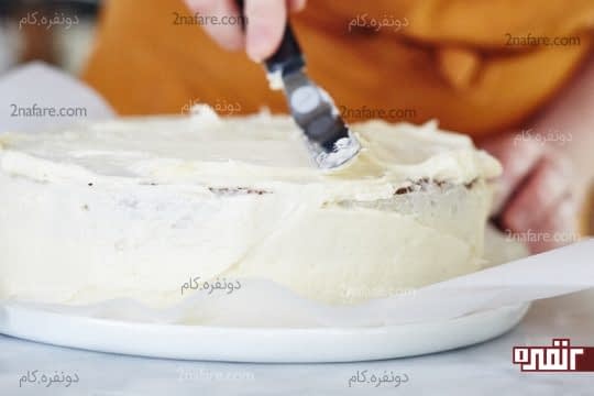 پوشاندن کیک با کرم پنیری
