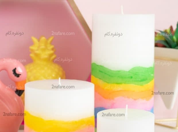 آموزش رنگ آمیزی شمع های ساده با شن رنگی