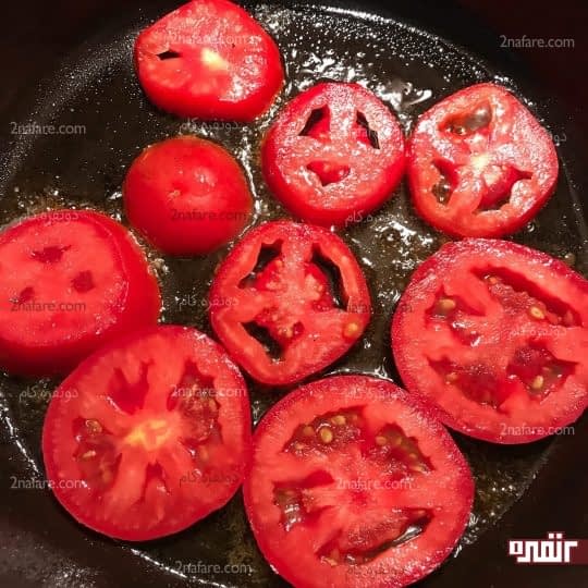 سرخ کردن حلقه های گوجه فرنگی