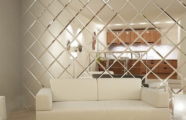 چطور از آینه در دکور خانه های کوچک استفاده کنیم؟ کاشی های آینه ای برای تزیین دیوار