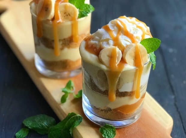 طرز تهیه دسر مجلسی موز و کارامل مرحله به مرحله دسر موز و کارامل