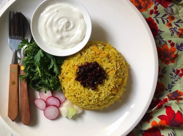 طرز تهیه پلو مرغ و ترخون مناسب ماه رمضان rice with chicken