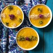 طرز تهیه شله زرد با خلال پسته و بادام مرحله به مرحله shole zard